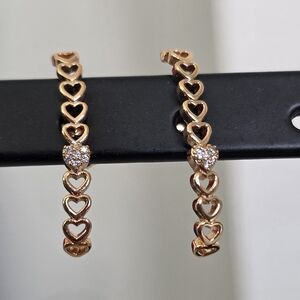 Gold Hearts with Pave Crystal Crawler / Cartilage Earrings